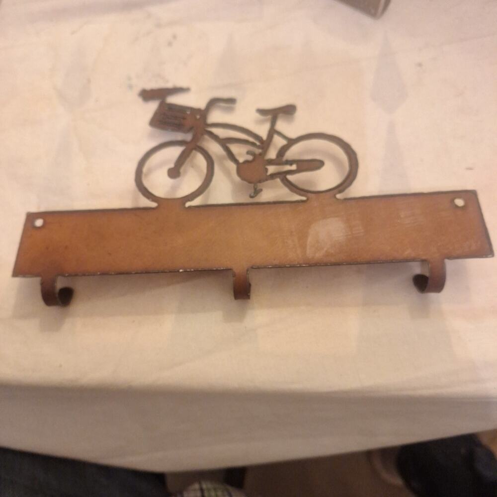 Bicycle, Metal Wall decor, Jewelry Hanger, Key Hanger, 3 Hooks, Holes For Hangin - Picture 2 of 3